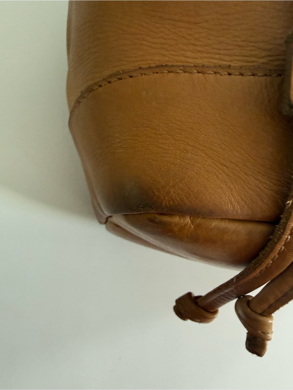 Madewell Tan Brown Leather Bucket Drawstring Bag Brown Purse Crossbody Shoulder - Picture 9 of 16
